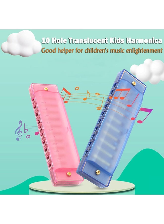 دبليو أف أف أو هارمونيكا للأطفال 10 ثقوب، حزمة من قطعتين، مفتاح C، هارمونيكات البلوز، لعبة تعليمية، لعبة للمبتدئين، أدوات موسيقية للأطفال الصغار، الحفلات والعطلات وأعياد الميلاد (أزرق/وردي/مع صندوق) - Image 4